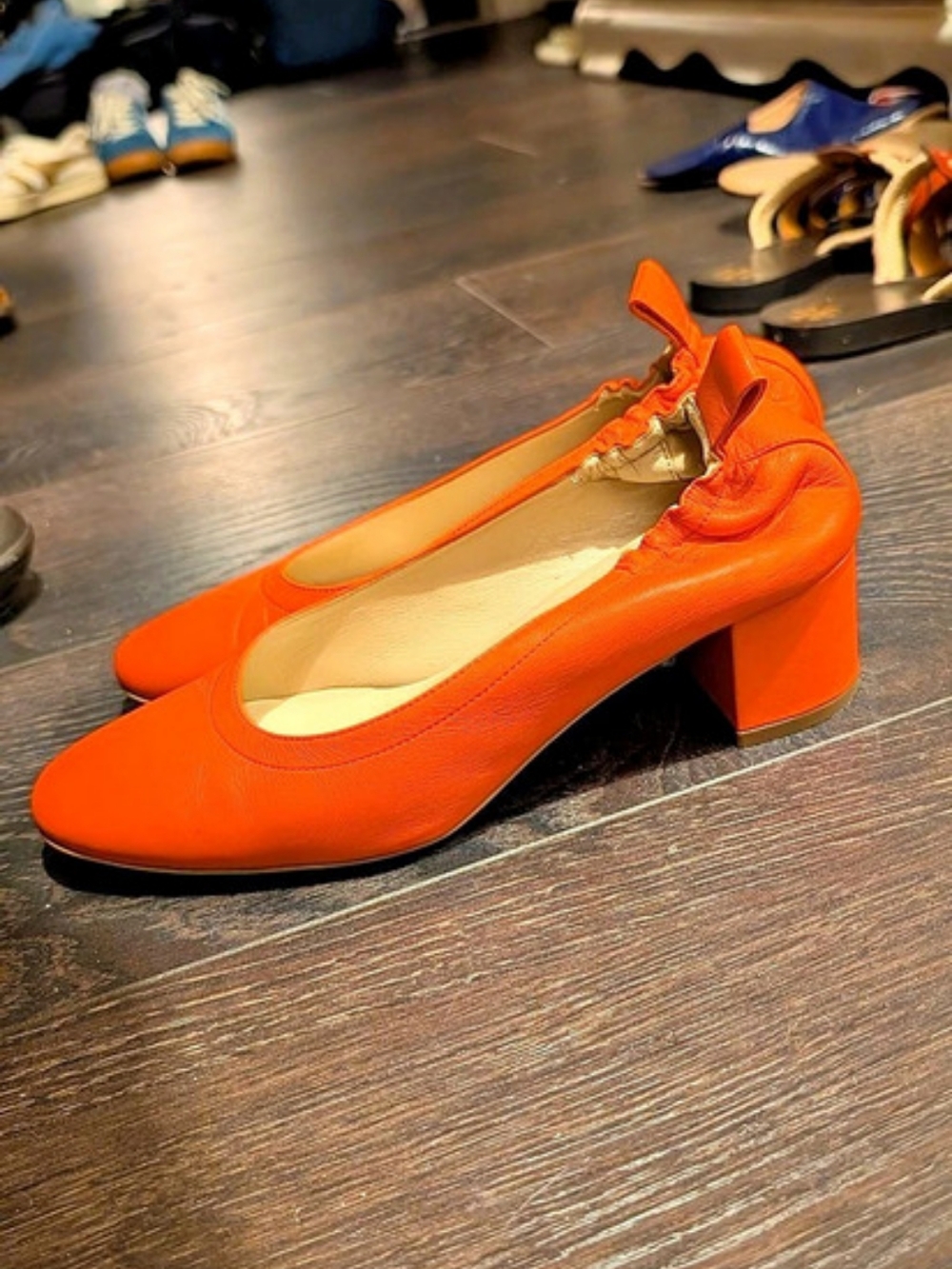 Everlane Red Orange Everyday Block Heel Pumps